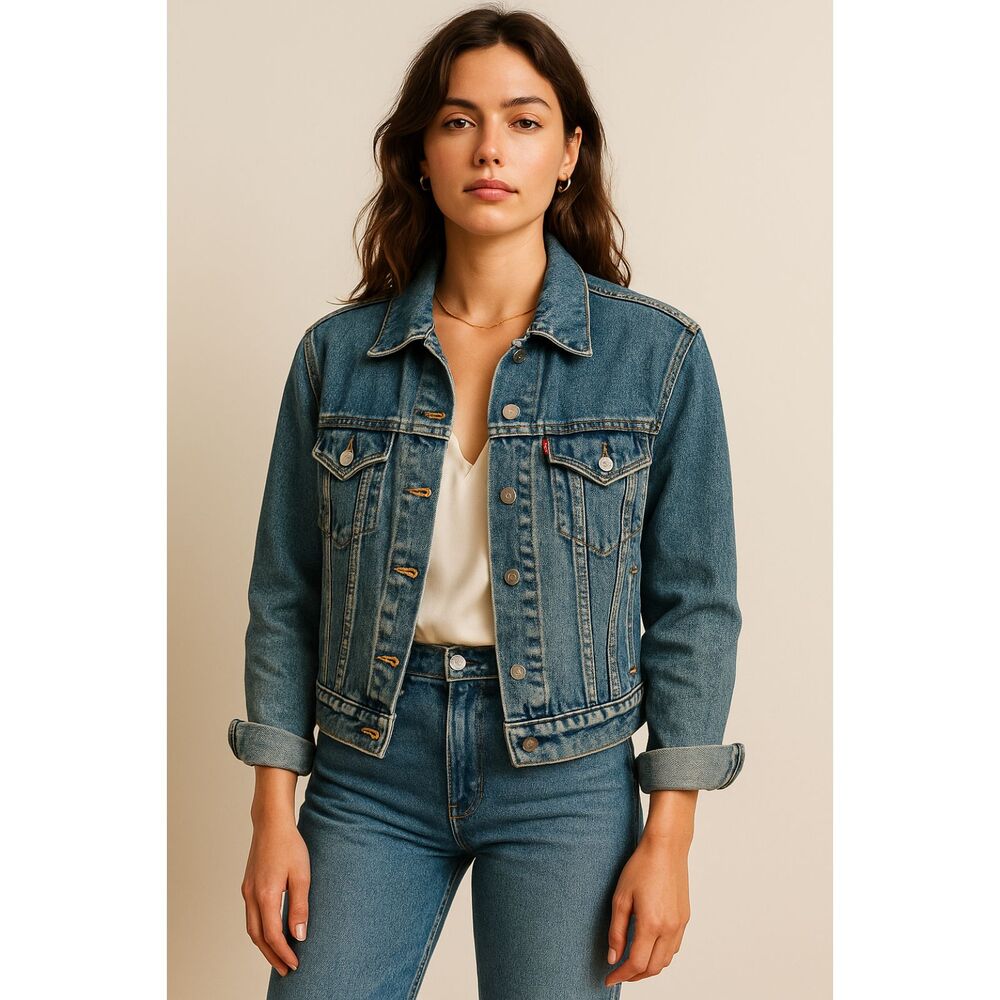 Levi’s Vintage 77715 Medium Wash Denim Trucker Jacket Size S EUC